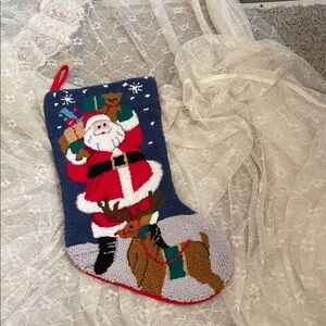 Festive Needlepoint; Santa Christmas Stocking